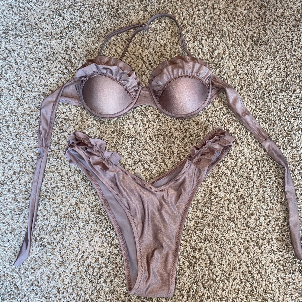 Shein tan/light pink bathing suit